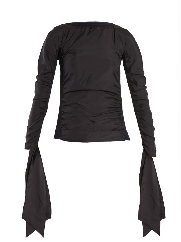 Lemaire Contrast-panel Ruched Crepe De Chine Top