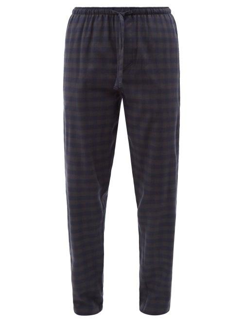 Zimmerli - Check Cotton-blend Flannel Pyjama Trousers - Mens - Navy Print