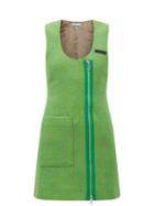 Ganni - Zipped Ribbed Wool Dress - Womens - Green