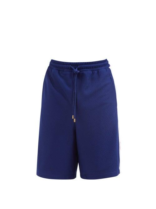 Gucci - Side-stripe Piqu Basketball Shorts - Mens - Dark Navy