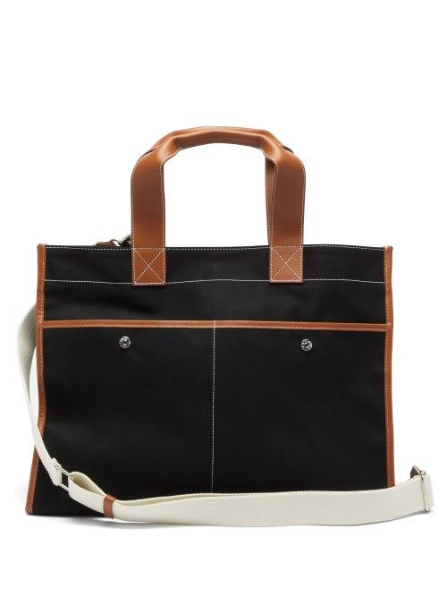 Matchesfashion.com Rue De Verneuil - Reporter Xl Leather-trim Gabardine Tote Bag - Womens - Black Multi