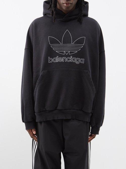 Balenciaga - X Adidas Oversized Cotton-jersey Hoodie - Mens - Black White