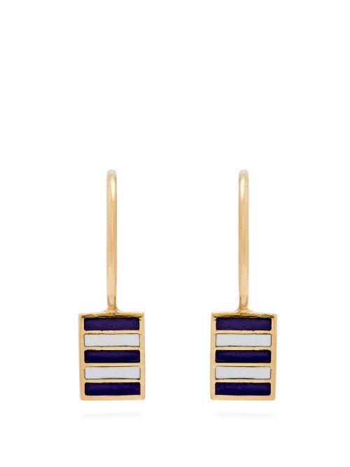 Matchesfashion.com Jessica Biales - Enamel & Yellow Gold Earrings - Womens - Blue