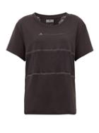 Matchesfashion.com Adidas By Stella Mccartney - Mesh-panel Logo-print T-shirt - Womens - Black