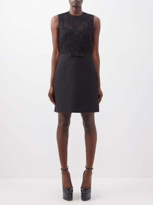 Valentino - Crepe Couture Guipure-lace Wool-blend Dress - Womens - Black