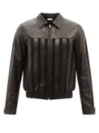 Saint Laurent - Striped Leather Jacket - Mens - Black