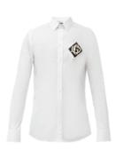 Matchesfashion.com Dolce & Gabbana - Logo-patch Cotton-poplin Shirt - Mens - White