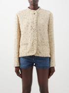 Valentino - Collarless Embellished-tweed Jacket - Womens - Gold