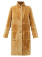 Matchesfashion.com Joseph - Brittany Reversible Shearling And Leather Coat - Womens - Camel
