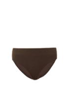 Matchesfashion.com Ganni - High-rise Ribbed Bikini Briefs - Womens - Dark Brown