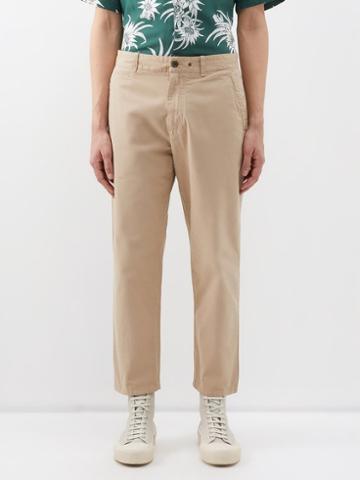 Rag & Bone - Flat-front Cropped Cotton-canvas Trousers - Mens - Dark Beige