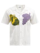 Matchesfashion.com Noma T.d. - Short-sleeved Fruit-embroidered Cotton Shirt - Mens - White