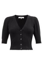 Matchesfashion.com Frame - Jocelyn V-neck Cropped Ribbed Cardigan - Womens - Black