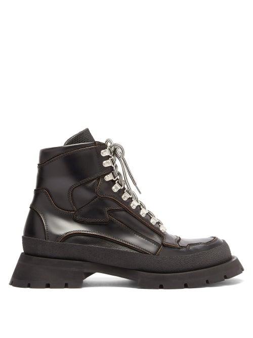 Mens Shoes Jil Sander - Lace-up Leather Boots - Mens - Black