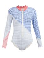 Matchesfashion.com Marysia - North Sea Gingham Zip Front Paddle Suit - Womens - Multi