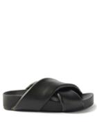 Jil Sander - Padded-strap Leather Flatform Slides - Womens - Black
