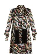 Matchesfashion.com Erdem - Gwendoline Keiko Marble Print Silk Dress - Womens - Multi
