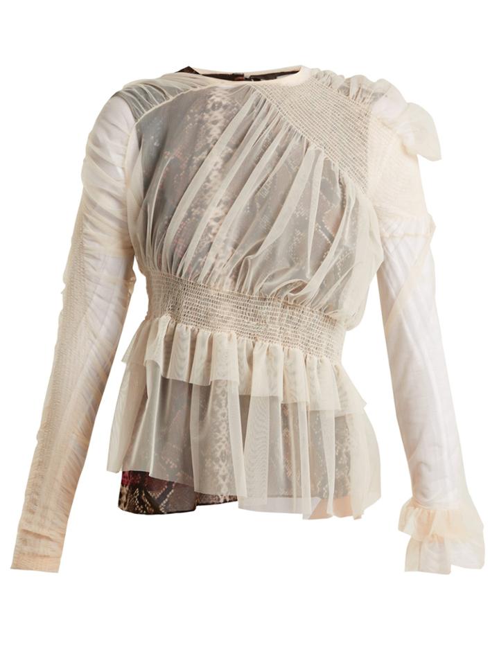 Preen By Thornton Bregazzi Marin Layered Python-print Tulle Top