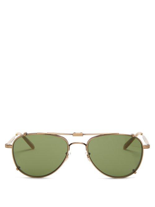 Matchesfashion.com Garrett Leight - Linnie 51 Glasses + Lens Clip - Mens - Gold Multi