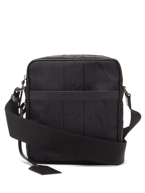 Mens Bags Valentino Garavani - Vltn-embroidered Canvas Cross-body Bag - Mens - Black