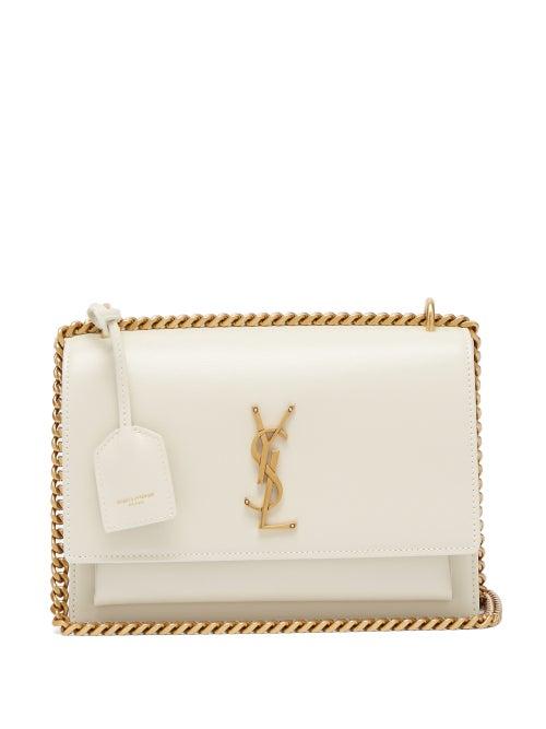 Matchesfashion.com Saint Laurent - Sunset Smooth Leather Cross Body Bag - Womens - White