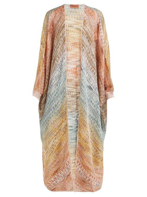 Matchesfashion.com Missoni - Long Zigzag Knitted Cardigan - Womens - Gold Multi