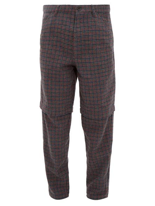 Matchesfashion.com Comme Des Garons Shirt - Houndstooth Wool Tapered Trousers - Mens - Grey