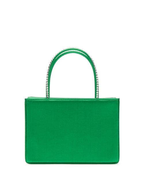 Ladies Bags Amina Muaddi - Amina Gilda Crystal-handle Silk-satin Box Bag - Womens - Green