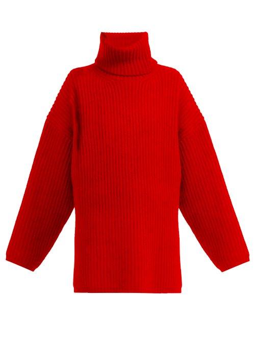 Matchesfashion.com Acne Studios - Ribbed Knit Roll Neck Wool Sweater - Womens - Red