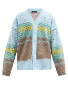 Matchesfashion.com Y/project - Slashed-effect Striped Cardigan - Mens - Blue