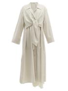 Matchesfashion.com Lemaire - Tie Front Cotton Trench Coat - Womens - Light Grey