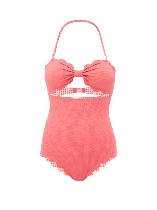 Matchesfashion.com Marysia - Antibes Scalloped Edge Swimsuit - Womens - Pink