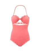 Matchesfashion.com Marysia - Antibes Scalloped Edge Swimsuit - Womens - Pink