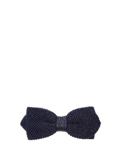 Matchesfashion.com Paul Smith - Silk-blend Lam-knit Bow Tie - Mens - Navy