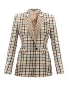 Matchesfashion.com Another Tomorrow - Single-breasted Checked Cotton-blend Twill Jacket - Womens - Tan