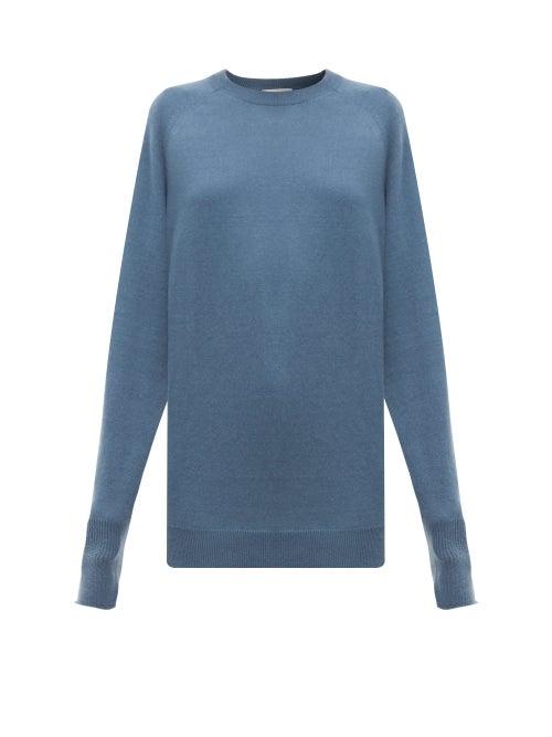 Matchesfashion.com Raey - Raglan Sleeve Boyfriend Cashmere Sweater - Womens - Blue