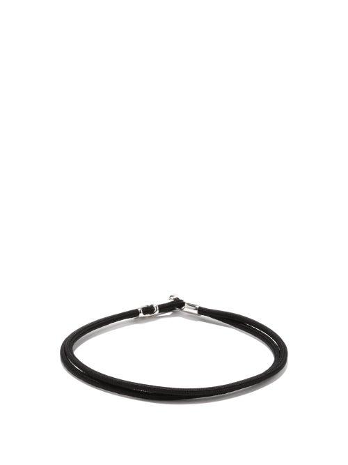 Matchesfashion.com Miansai - Orson Rhodium-plated Sterling-silver Cord Bracelet - Mens - Black