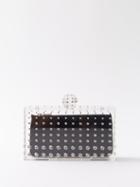 Aquazzura - Tequila Crystal-embellished Resin Clutch Bag - Womens - Paladium Transparent
