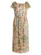 Matchesfashion.com Redvalentino - Floral Print Chiffon Dress - Womens - Cream Multi