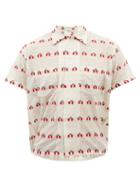 Bode - Cherry-embroidered Cotton-mesh Shirt - Mens - White