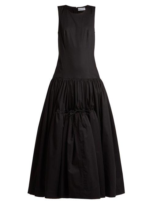 Matchesfashion.com Molly Goddard - Lena Drop Waist Cotton Poplin Gown - Womens - Black