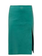Matchesfashion.com Balenciaga - Front Split Leather Midi Skirt - Womens - Green