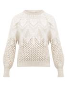 Matchesfashion.com Brunello Cucinelli - Opera Open Knit Cashmere & Silk Sweater - Womens - Ivory