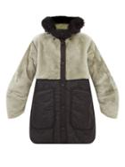 Marfa Stance - Reversible Hooded Shearling And Nylon Coat - Womens - Grey Multi