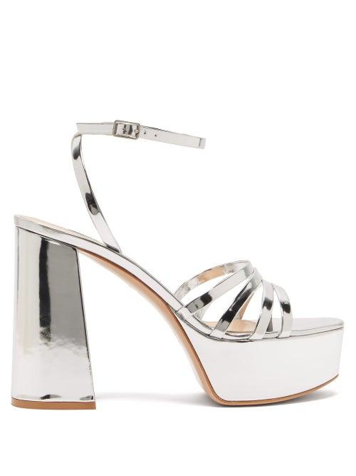Matchesfashion.com Gianvito Rossi - Angelica 70 Leather Platform Sandals - Womens - Silver