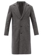 Matchesfashion.com Harris Wharf London - Pressed Wool-boucl Single-breasted Overcoat - Mens - Dark Grey