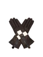 Matchesfashion.com Agnelle - Argi Leather Checkerboard Gloves - Womens - Black