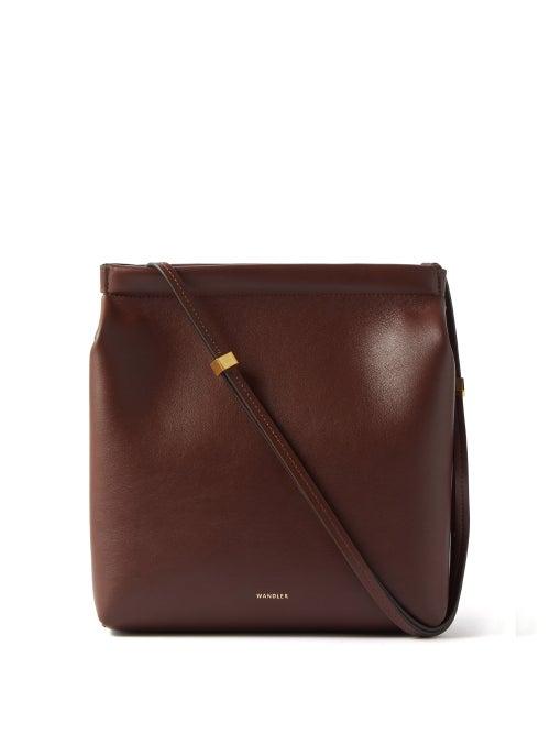 Wandler - Teresa Square Leather Shoulder Bag - Womens - Dark Brown