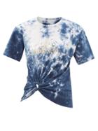 Ladies Rtw Paco Rabanne - Knotted Batik-dyed Cotton-jersey T-shirt - Womens - Blue Multi