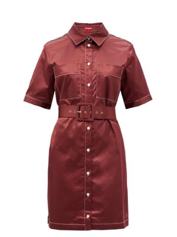 Matchesfashion.com Staud - Bentley Cotton-blend Satin Shirt Dress - Womens - Burgundy